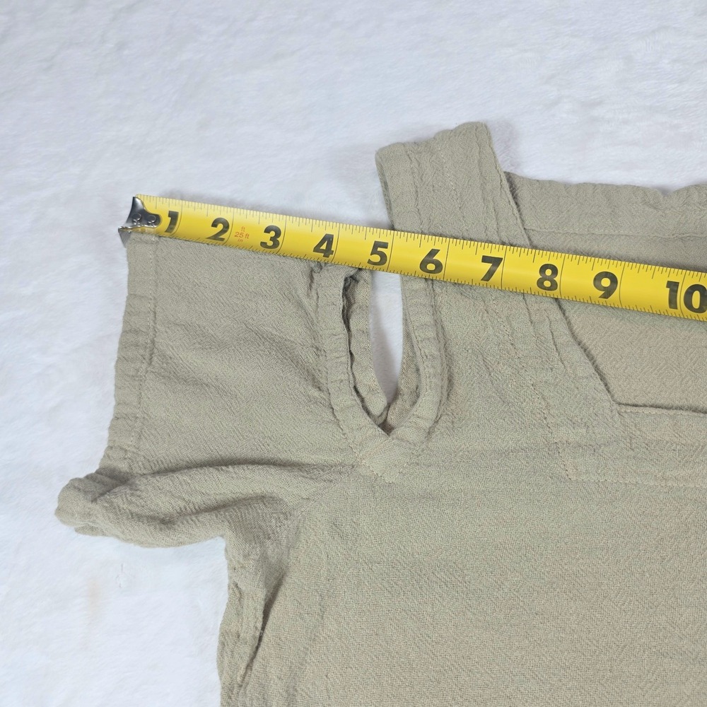 Oh My Gauze Dana Cutout Shoulder Blouse Beige Square Neck Boho Beachy Size 1 S/M - Picture 9 of 10